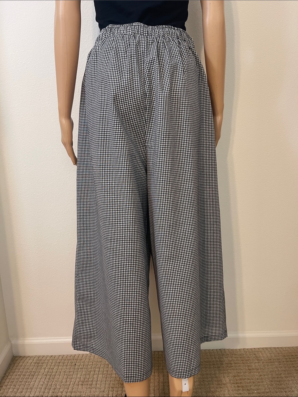 NWOT Wide-Leg B&W Checked Pants w/Pockets - Picture 8 of 16